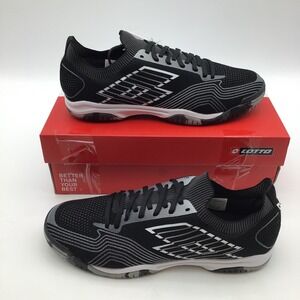 Lotto TACTO 250 ID Mens Black White Cool Gray Athletic Soccer Shoes‎ Size 9 New